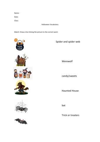 Matching: Halloween vocabulary