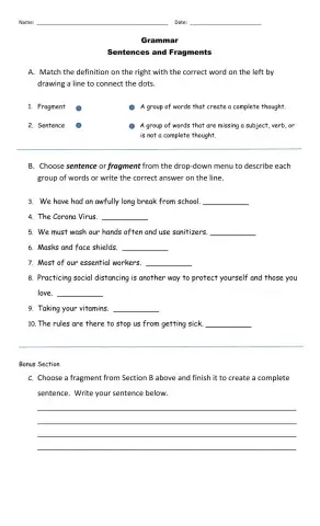 Sentences and Fragments