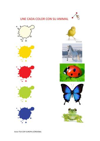 Une con flechas cada color con su animal