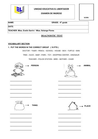 Examen de admisión U.E EL LIBERTADOR