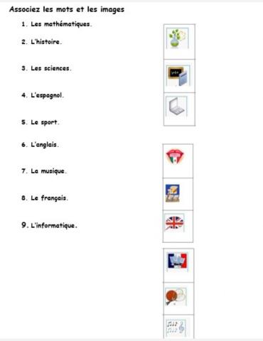 Les matières scolaires