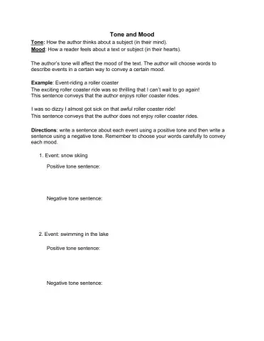 Tone and Mood Worksheet 4