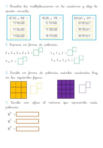 Multiplicaciones y potencias