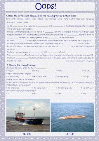 Freighter Capsized in English Channel article.