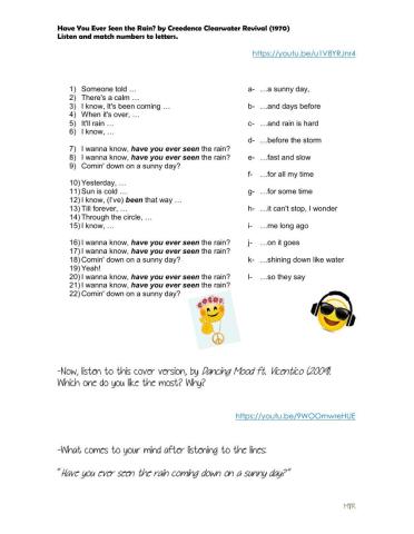 Song: Have you ever seen the rain?