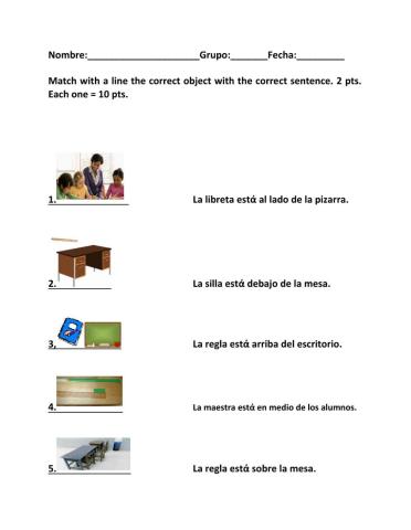 Furniture and  classroom objects
