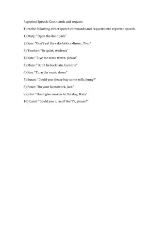 Reported speech commands and requests