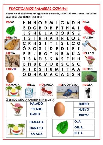 Practicamos palabras con h