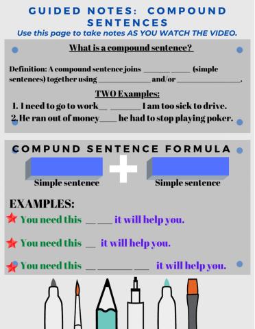 Compound Sentences GUIDED NOTES