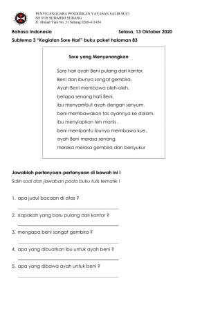 Menjawab Pertanyaan Bacaan