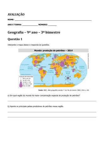 Mundo: produção de petróleo