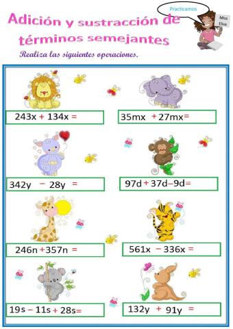 Adición y sustracción de términos semejantes