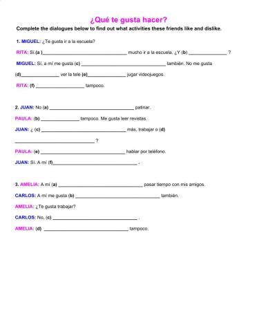 ¿Qué te gusta hacer?