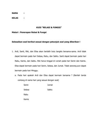 LKPD Penerapan Relasi Fungsi