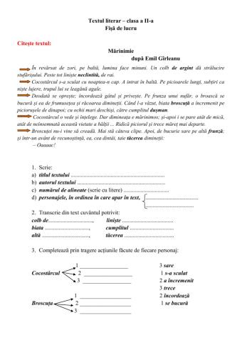 Textul literar, clasa a II-a