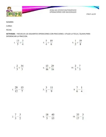 Operaciones con racionales
