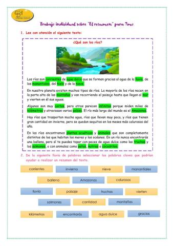 Trabajo individual sobre “El resumen” para 7mo