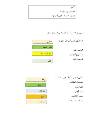 الوظيفة النحوية كان وأخواتها