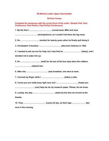 All past tenses review