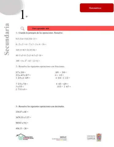 Multiplicación y división de fracciones, decimales y jerarquía de las operaciones