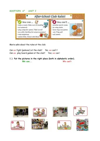 Rules at the after school club Rooftops 6º