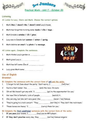 3rd Juniors Practical Work Unit 7