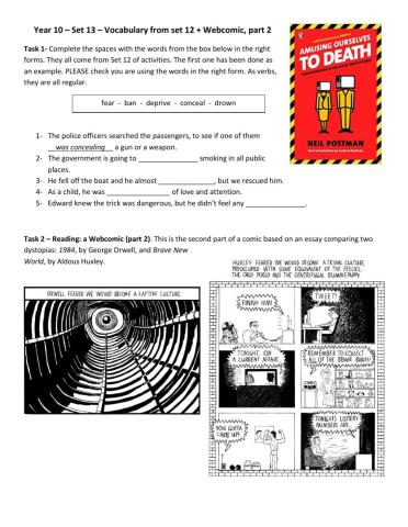 Year 10 – Set 13 – Vocabulary from set 12 + Webcomic part 2