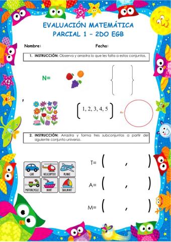 Evaluación Matemática 2do EGB Parcial 1
