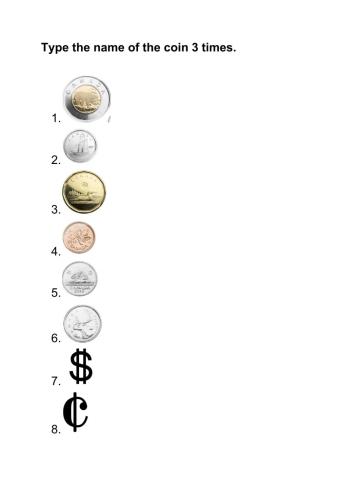 Canadian coins - typing