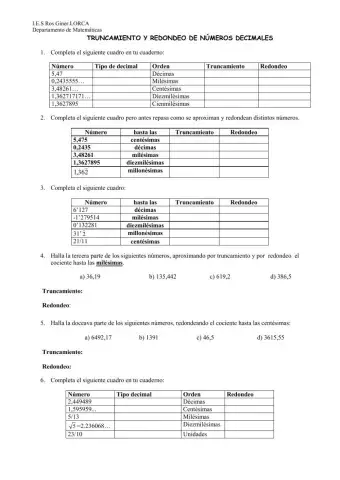 Aproximación de números decimales por truncamiento y redondeo