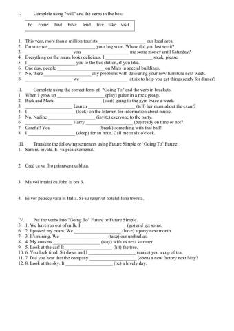 Future Simple and Going To Future