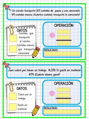 Problema de razonamiento, resta