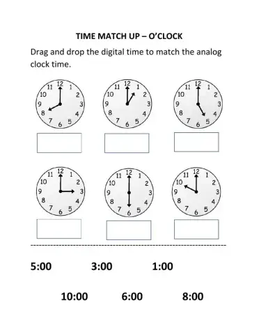 Time Match Up - O'clock