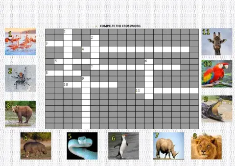 Wild animals crossword.