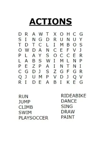 Actions wordsearch