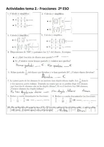 Tema 2 Fracciones 2º ESO