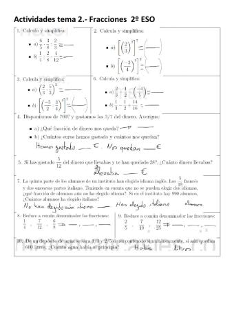 Tema 2 Fracciones 2º ESO