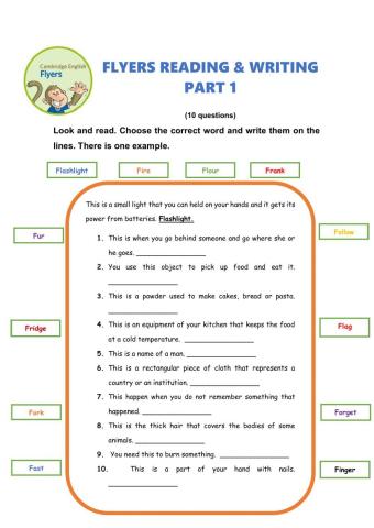 FLYERS reading & writing Part 1-2
