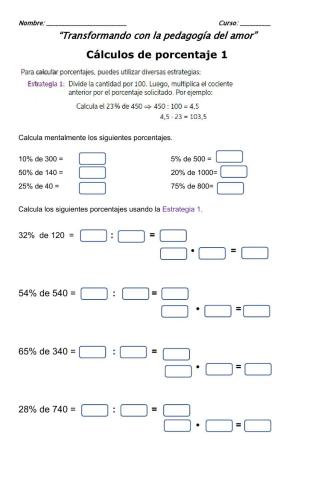 Cálculo de porcentaje