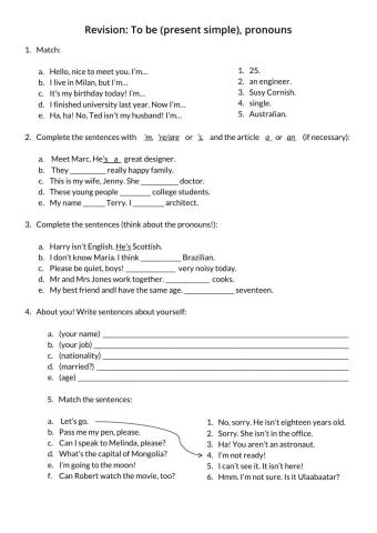 To be in present simple, a-an-the - Revision