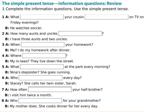 The simple present -- information questions