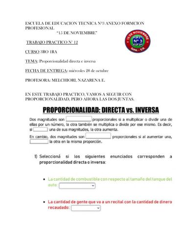 Proporcionalidad Directa e inversa