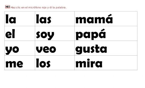 Lectura de palabras de uso frecuente