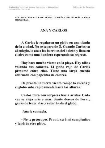 Evaluación inicial Lengua -Ana y Carlos-