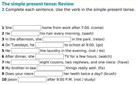 The simple present tense: Review 2