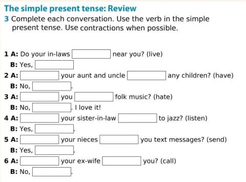 The simple present tense: Review 3