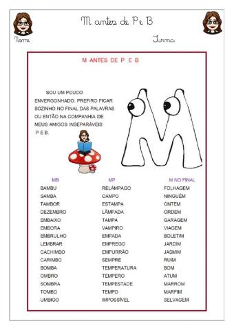 Letra M antes de P e B