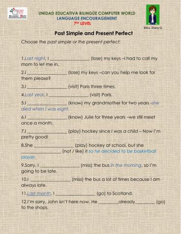 Simple past- present perfect