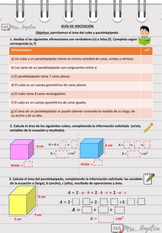 Área de cubos y paralelepípedo
