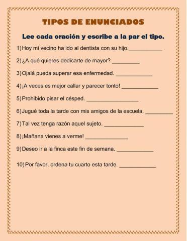 Tipos de oraciones